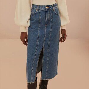 Farm Rio Denim Midi Skirt